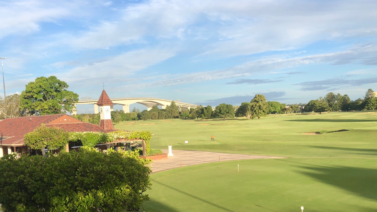 Royal Queensland GC-  pro shop, 1st hole & bridge