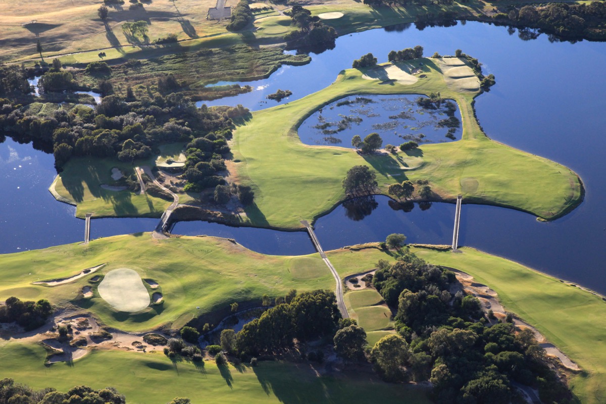 The Lakes GC- aerial of holes 16 & 17