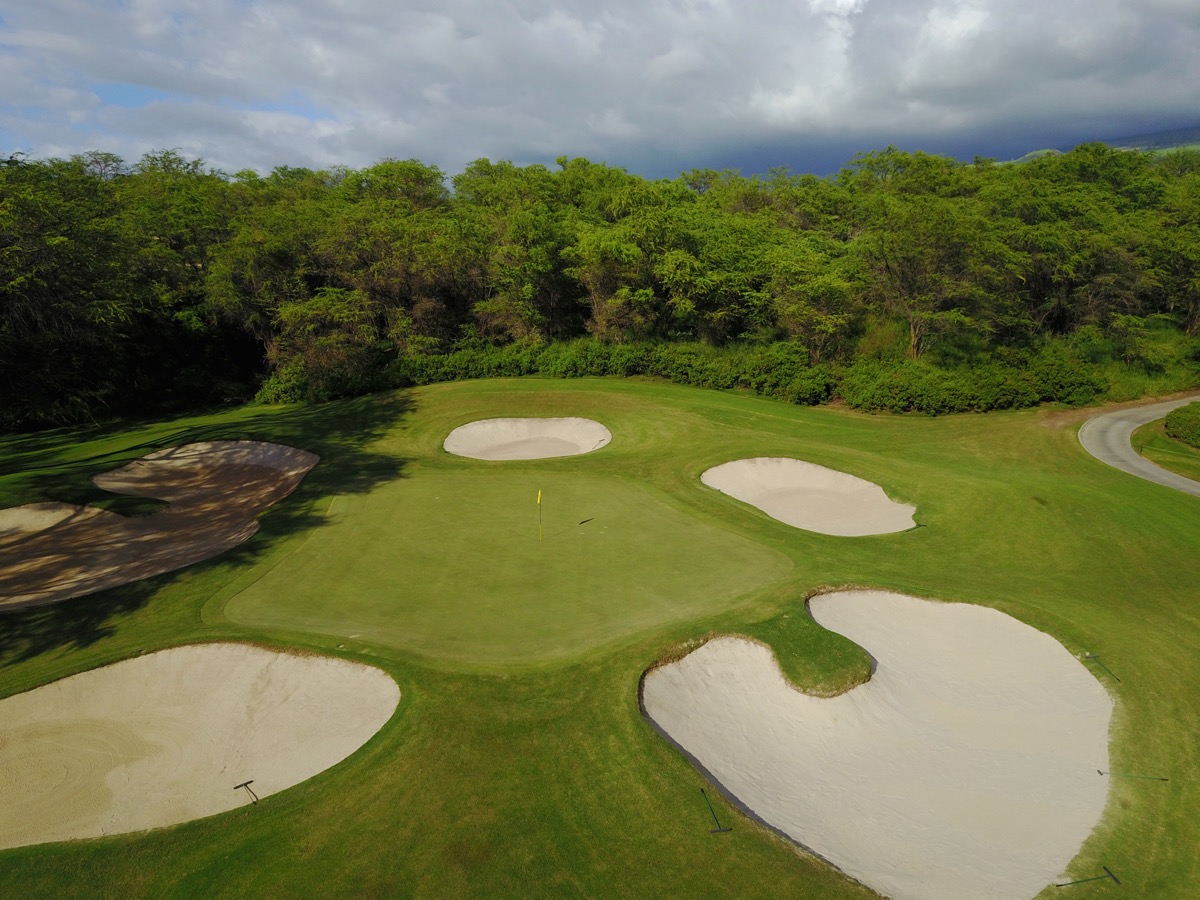 Wailea Golf Club Gold Course- an aerial view of the eleventh green