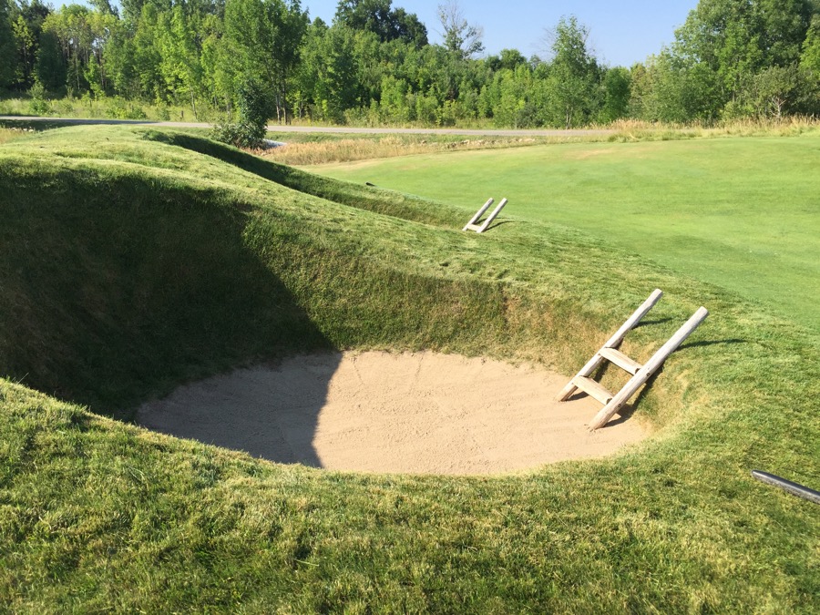 Bunkers are a feature at Devil's Paintbrush GC