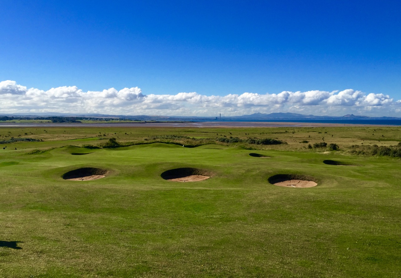 Revetted pot bunkers at Gullane