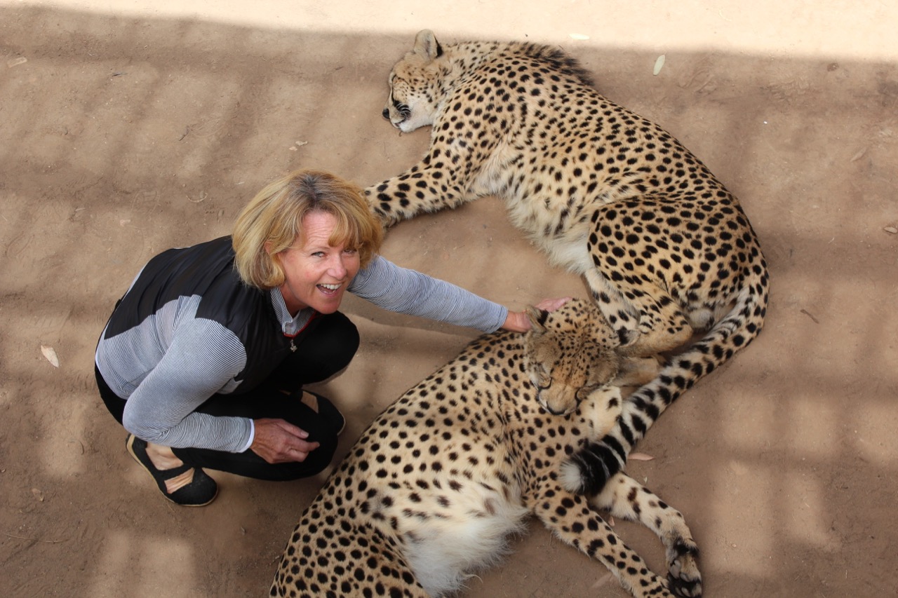 Heather with the cheetahs