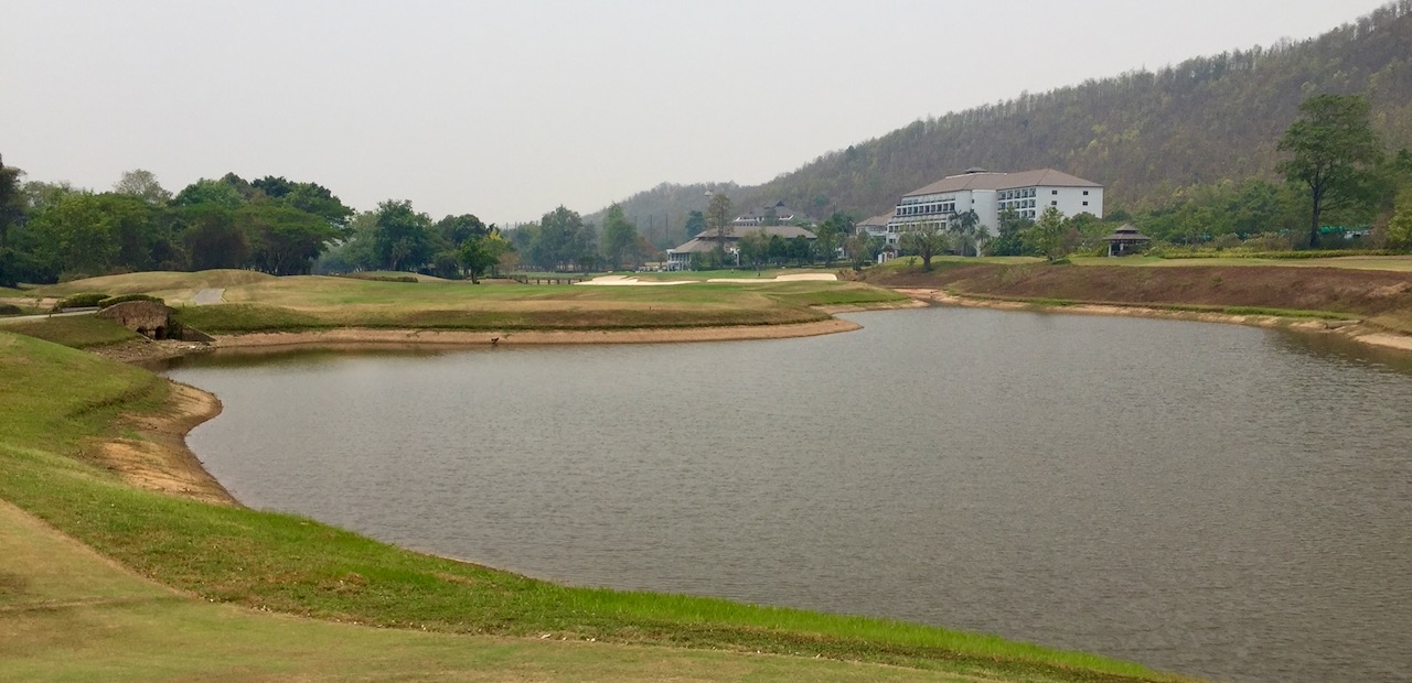 Alpine Golf Resort, Chiang Mai- hole 9 has a double water carry